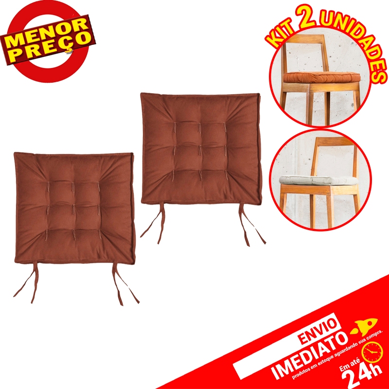 Assento Futon Futton Confort Suede Almofada P/ Cadeira Banco Sofá Decoração 40x40cm - Cobre