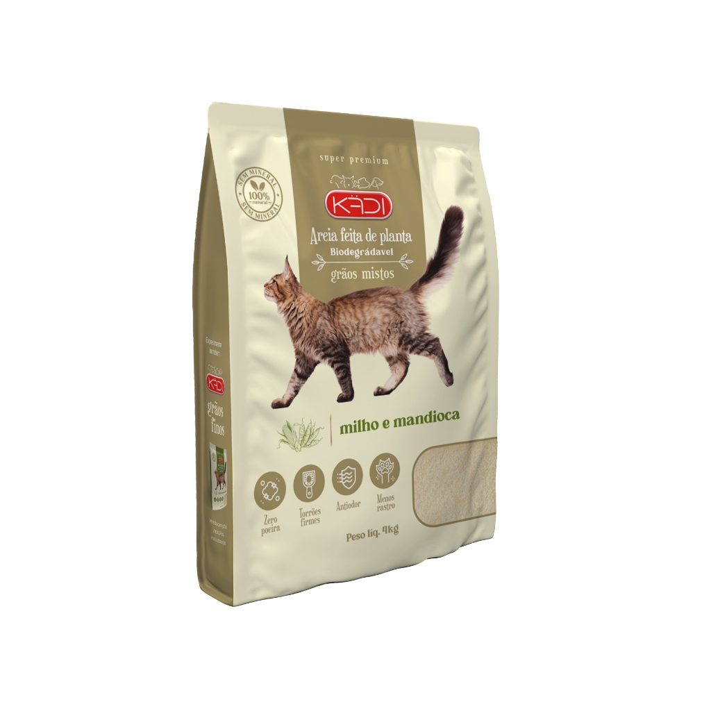 Areia Higiênica Biodegradável Para Gatos Grãos Mistos 4kg em Oferta na Shopee
