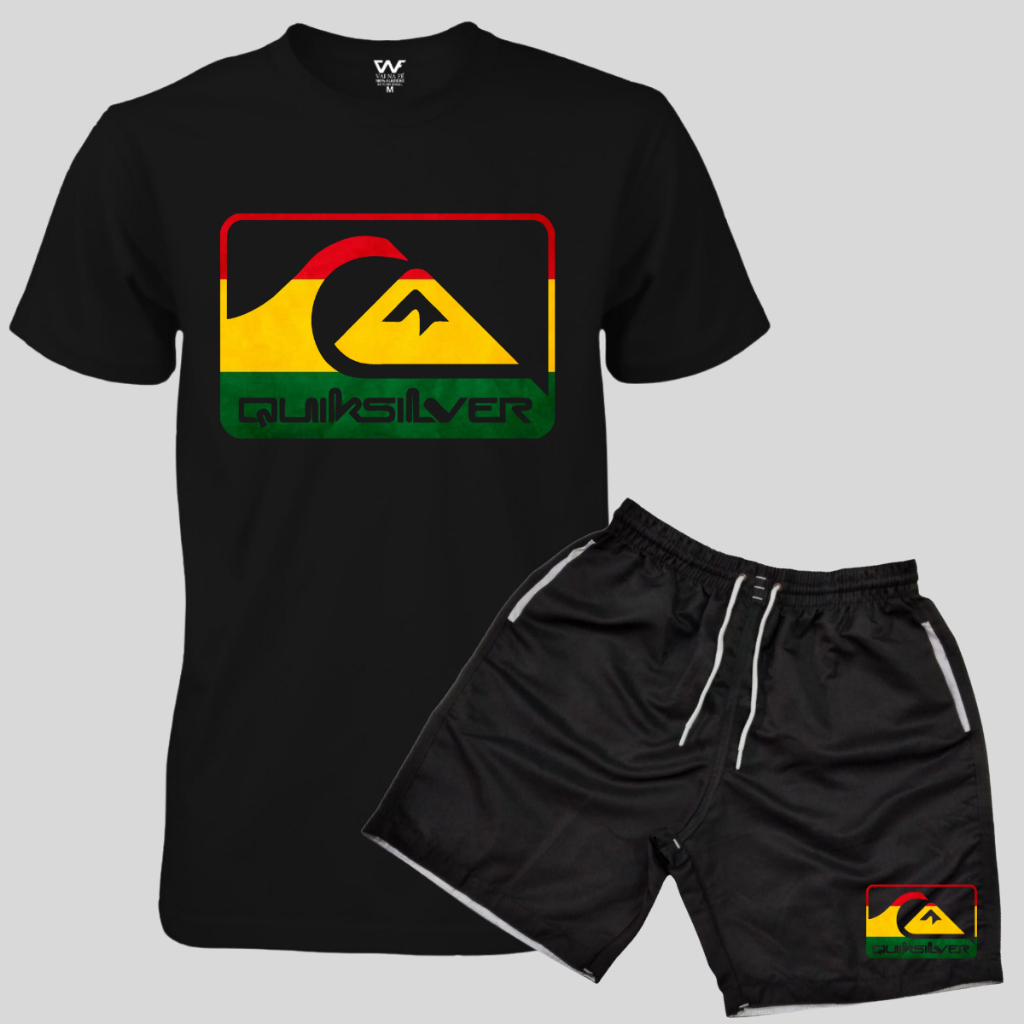 Conjunto Camiseta Quiksilver + Bermuda Tactel Masculina Adulto ou Infantil Lançamento