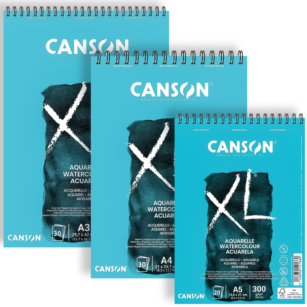 Bloco Canson XL Aquarelle 300g – Papel para Aquarela, Técnicas Molhadas e Ilustração Profissional