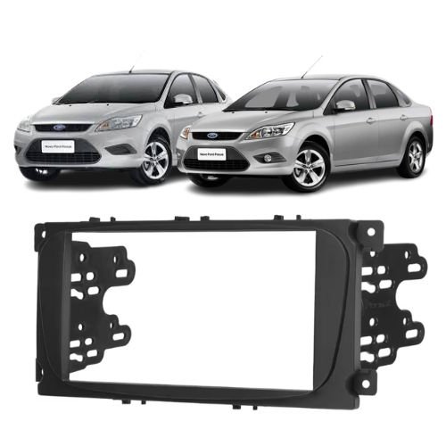 Moldura Painel Para Multimídia 7 Polegadas 2 Din Ford Focus Hatch e Sedan 2009 2010 2011 2012 2013 Preto