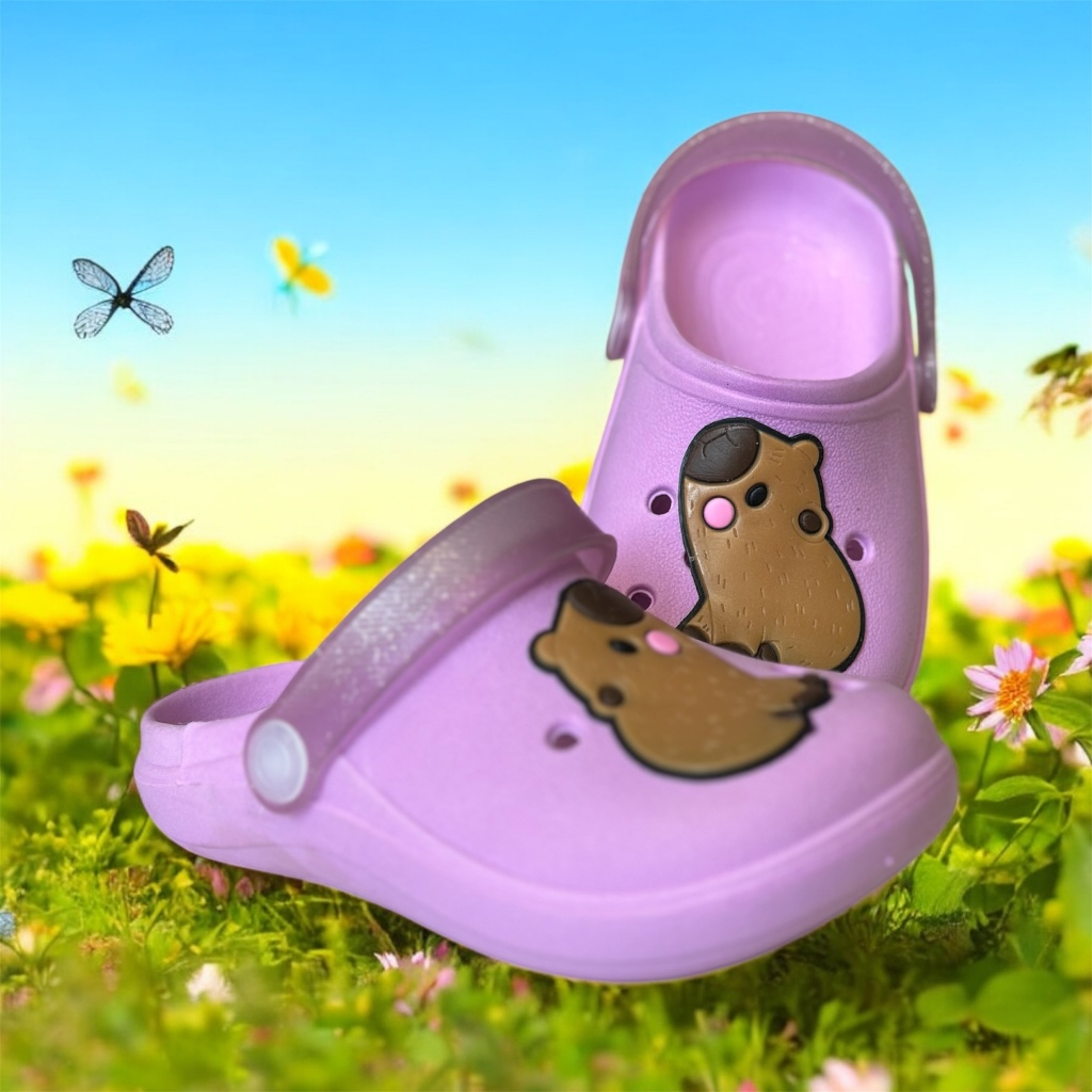Sandália Babuche Infantil Menina Casual Personagem Capivara Com Fivela Leve Macio Confortável em Oferta na Shopee