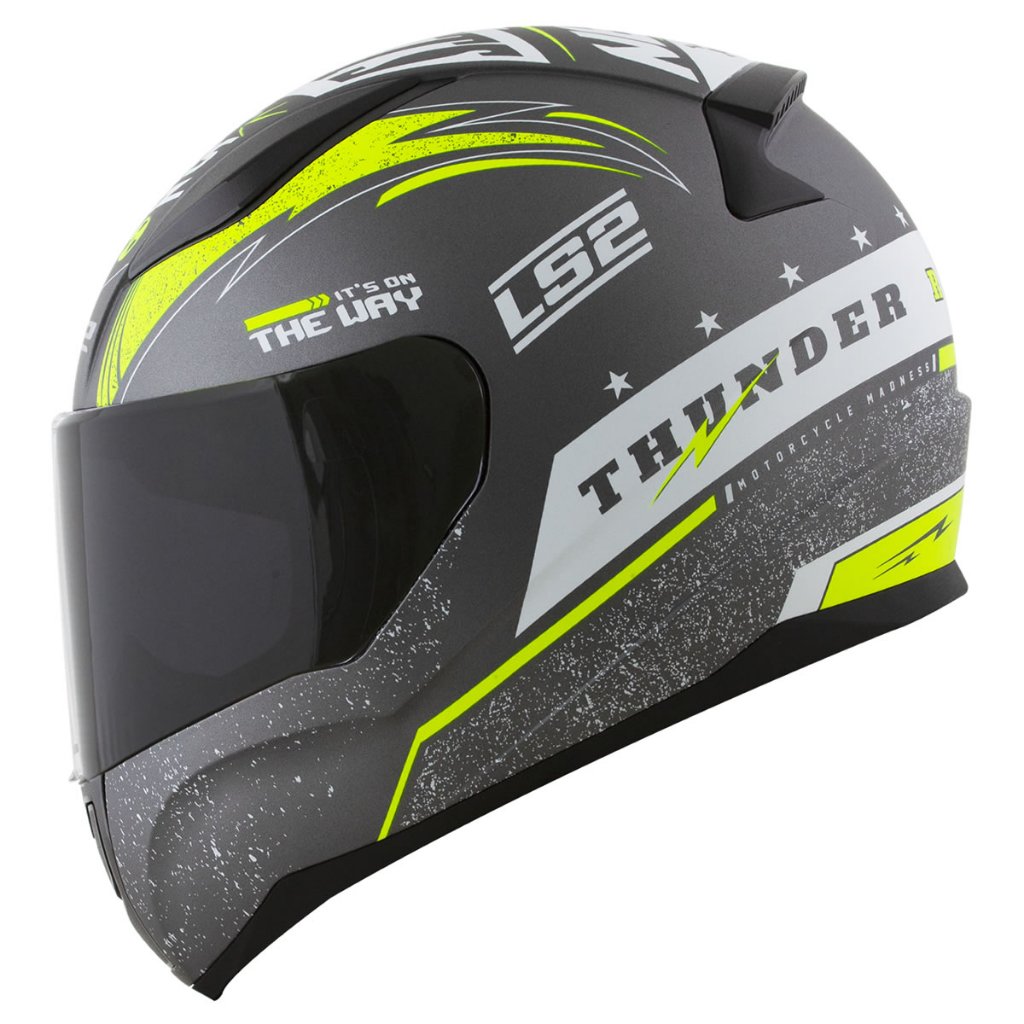 Capacete moto fechado LS2 FF353 Rapid Thunder Cinza/Amarelo flúor fosco