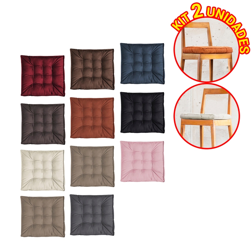 Kit 2 Assentos Futton Futon Confort Suede Almofada P/ Sofá Banco Cadeira Decoração Ambiente 40x40cm