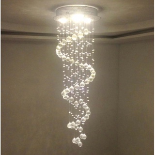 Lustre Espiral Pendente de Cristal K9 Inox 30cm – Altura Regulável até 1,5m