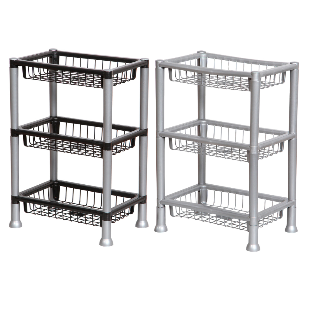 Fruteira De Chão Multiuso Cozinha Organizador retangular 3 andares Prateleira Desmontavel em Oferta na Shopee