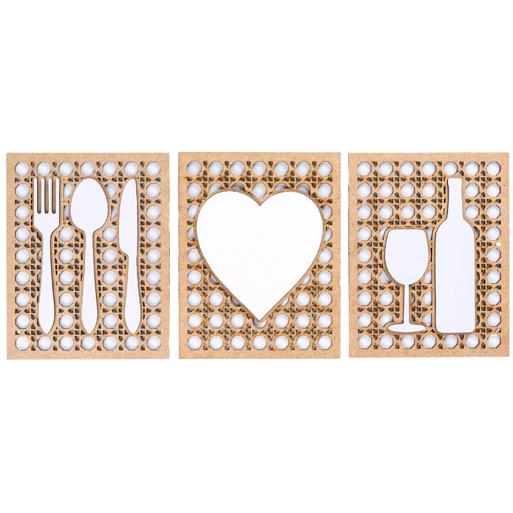 Quadro de Cozinha Trio Decoração Mdf 3d Placa Decorativa Sala de Jantar em Oferta na Shopee