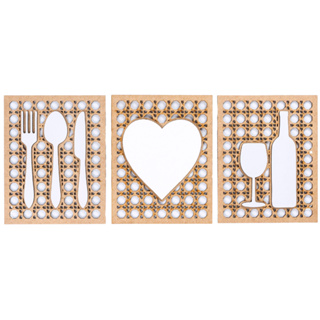 Quadro de Cozinha Trio Decoração Mdf 3d Placa Decorativa Sala de Jantar em Oferta na Shopee