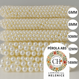 Pérola Inteira Com Furo ABS 6,8,10,12,14,16MM - 500Gr Pérola Terço Artesanato Colar Perolado em Oferta na Shopee