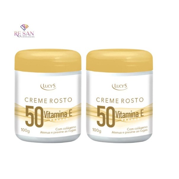 Kit 2 Creme Facial 50+ Para Rugas com Colágeno e Vitamina E Antissinais e Antirrugas - 100g Cada em Oferta na Shopee