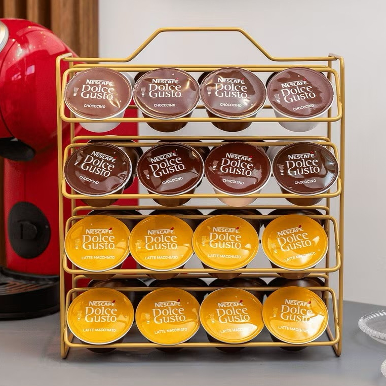Suporte Cápsulas de Café Dolce Gusto 32 unidades Porta Reforçado Preto Dourado Organizador Suporte bancada em Oferta na Shopee