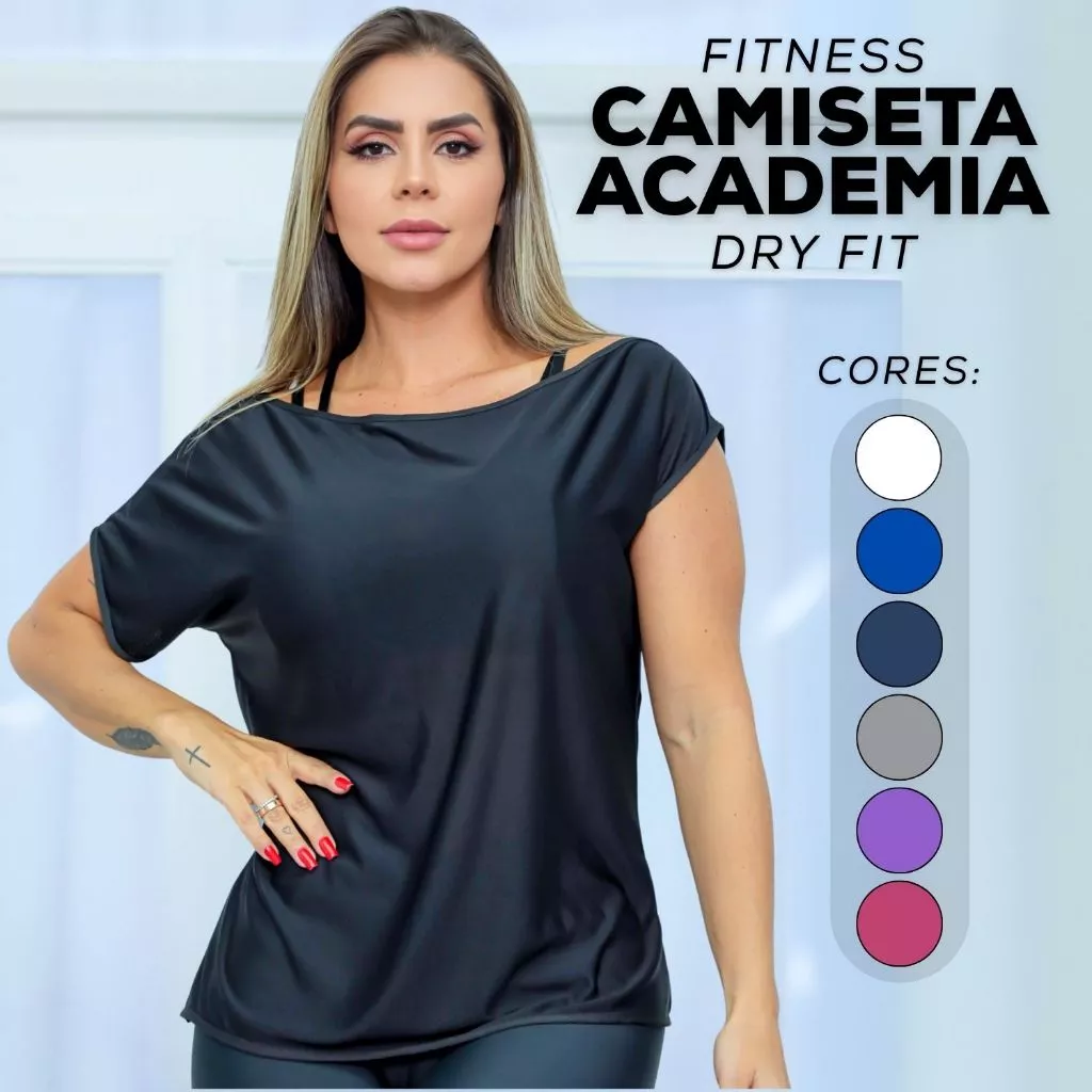 Blusinha Camisa Feminina Fitness Ombro Só Dry Fit Furadinho Seca Rápido Academia Fresquinho Promoção — imagem 1