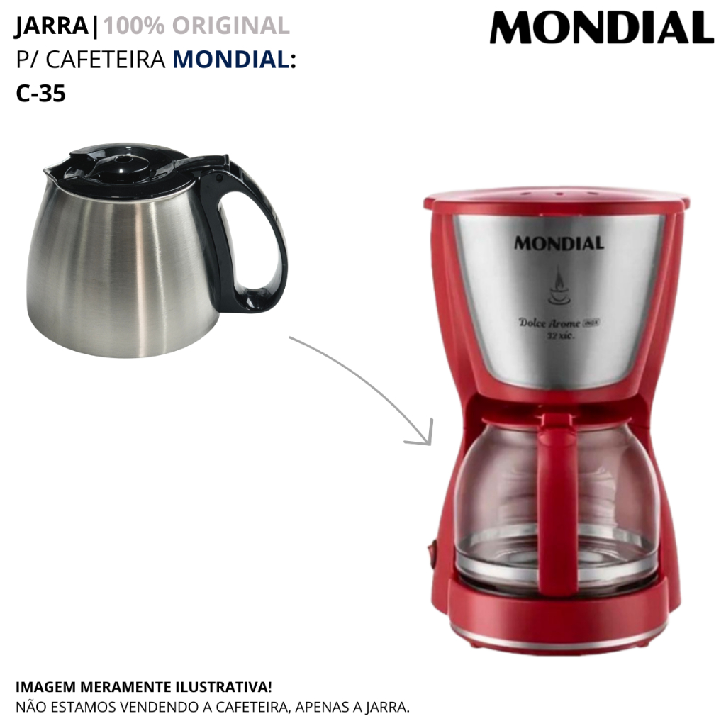JARRA P/ CAFETEIRA MONDIAL 15 XÍCARAS C-35 ORIGINAL 15X em Oferta na Shopee