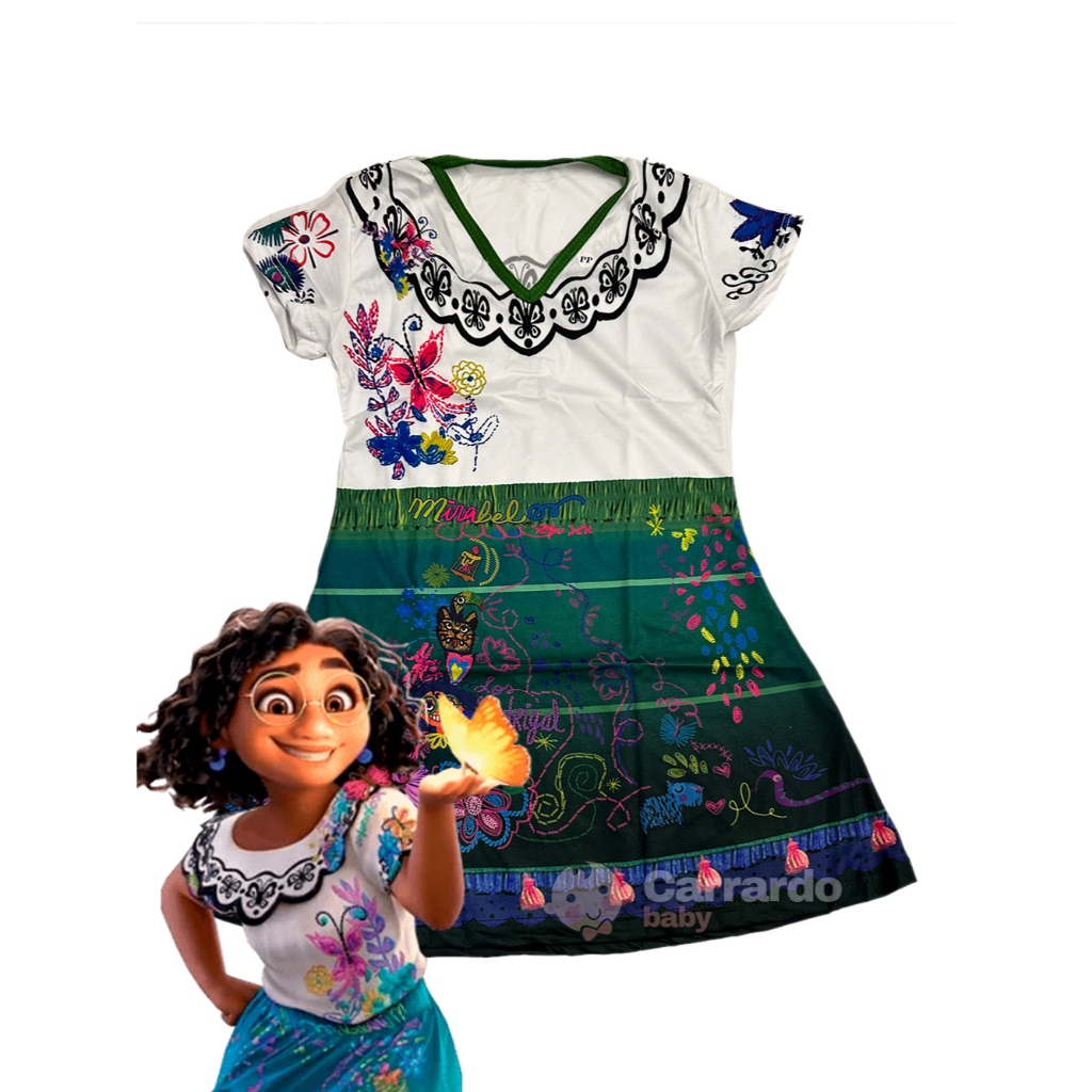 Fantasia Vestido Mirabel Encanto Madrigal Infantil Feminina em Oferta na Shopee