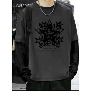 Camiseta Manga Longa Chumbo Streetwear Modelo: "Estrelas" - Tumblr CAMLG-1486-GRF