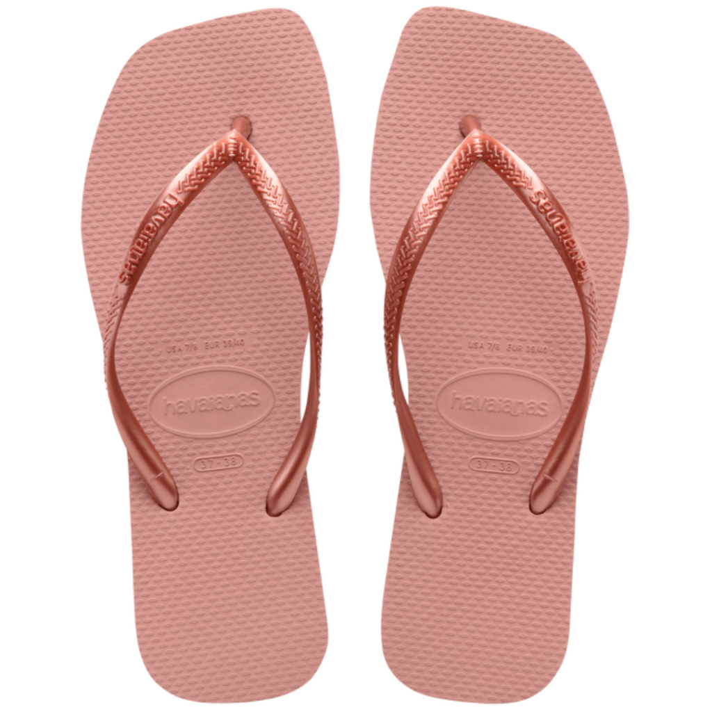 Chinelo Havaianas Slim Square Quadrada Feminina Coleção Preta Branca Rose Rosa Crocus Bege Palha