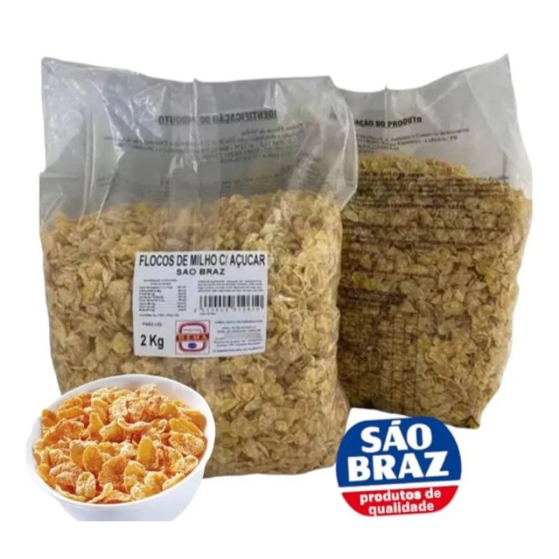 2x Sucrilhos Cereal Açucarado São Braz 2 Kilos Cada - Crocante e Fresco