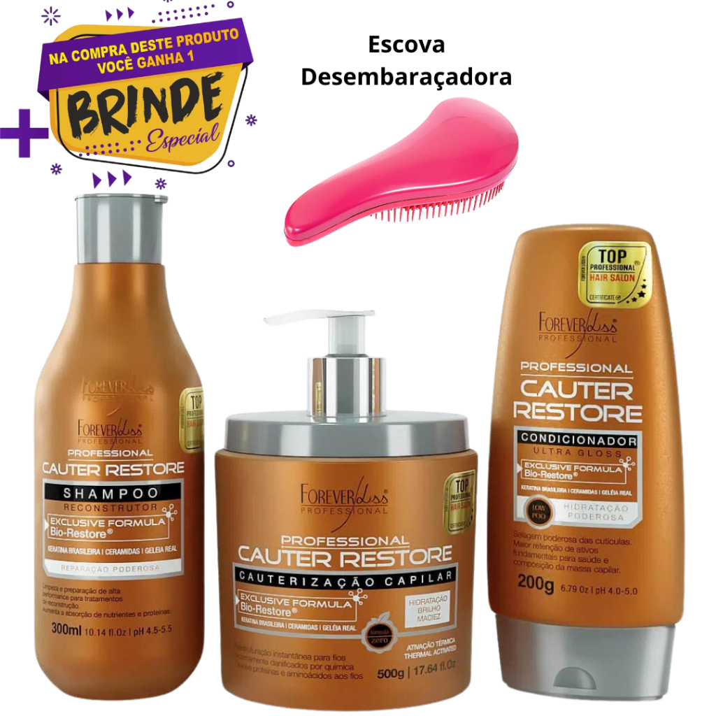 Kit Forever Liss Cauterização Capilar Cauter Restore
