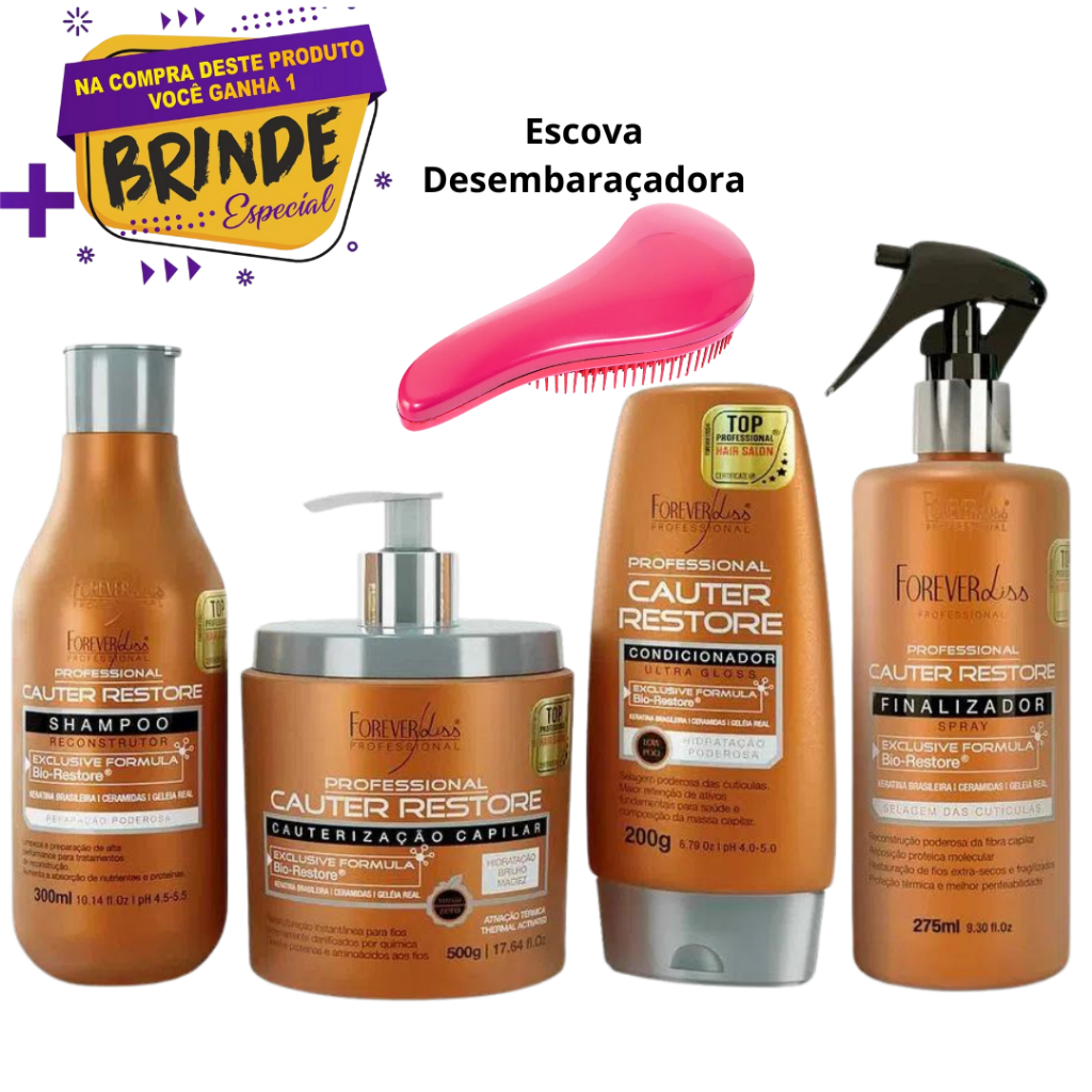 Kit Forever Liss Completo Cauterização Capilar Cauter Restore