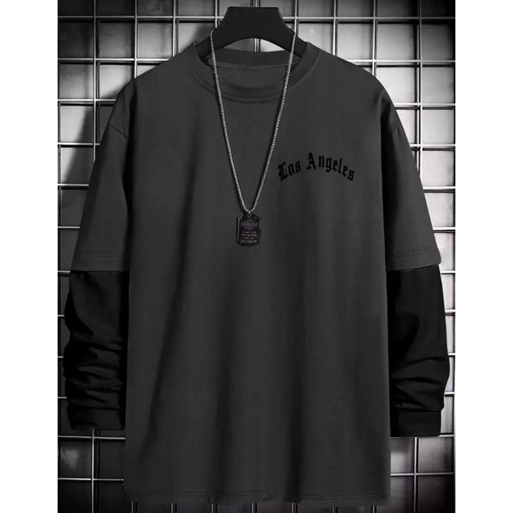 Camiseta Manga Longa Chumbo Streetwear Modelo: "Los Angeles" - Tumblr CAMLG-1489-GRF