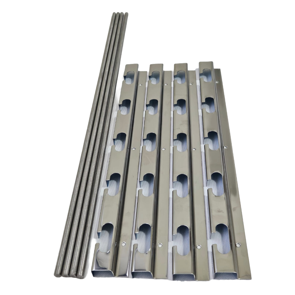 suporte 100% inox para churrasqueira com barras maciças 60, 75, 90cm