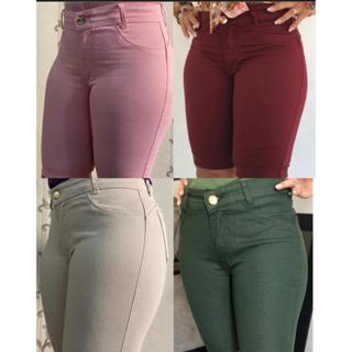 Bermudas Ciclista Feminina Cos Alto Varias Cores Modelagem Levanta Bumbum Com Pinça em Oferta na Shopee