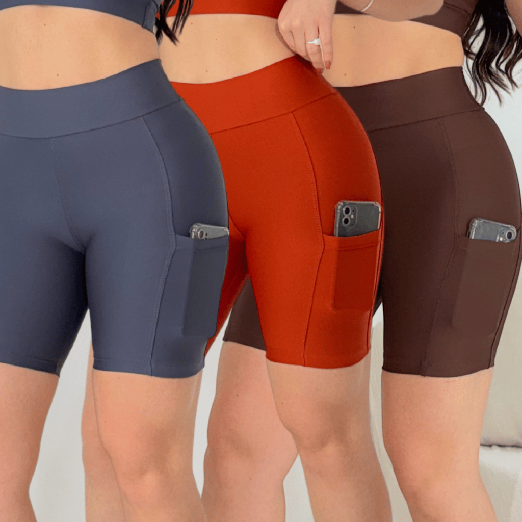 Shorts Legging Com Bolso Suplex Short Leg Cintura Alta Zero Transparencia Fitness Academia em Oferta na Shopee