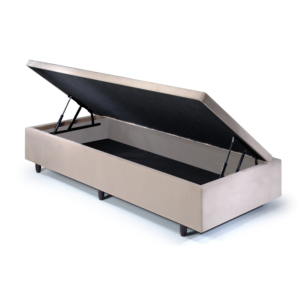 Base Box Baú Solteirinho 78x188x42cm Suede Bege