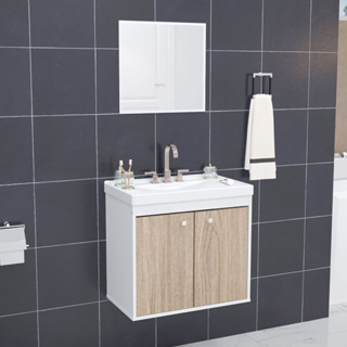 Kit Gabinete Banheiro Armario Cuba Pia Com Espelheira - Bergamo em Oferta na Shopee