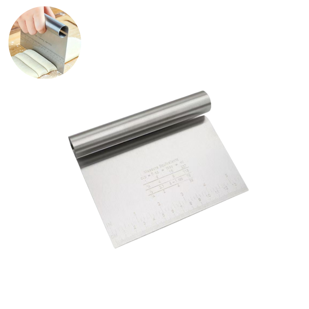 Espátula Cortador De Massa Legume Raspador De Cozinha Em Aço Inox Com Escala Multifuncional em Oferta na Shopee