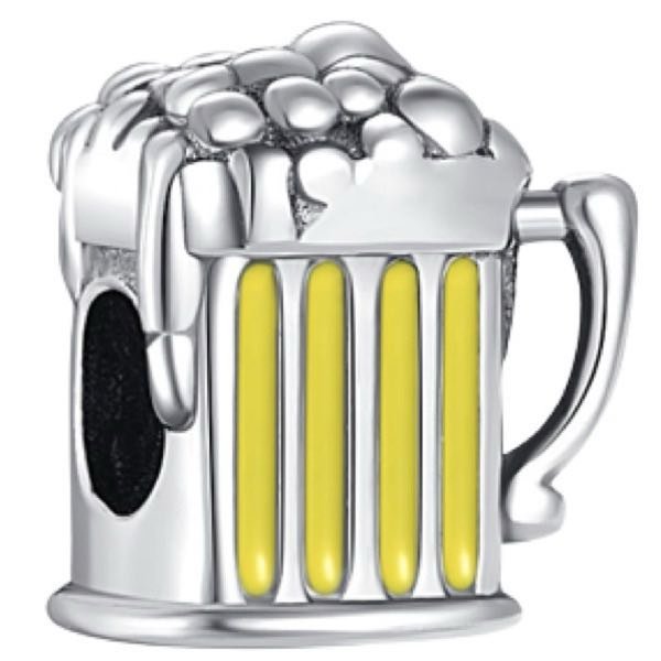 Berloque Caneca de Cerveja Prata 925 Com Certificado