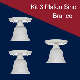 Kit 3 Plafon Sino Termoplástico Luminária Teto Soquete E-27 Branco Preto Cobre Dourado Marrom 110v/220v Sala Cozinha em Oferta na Shopee
