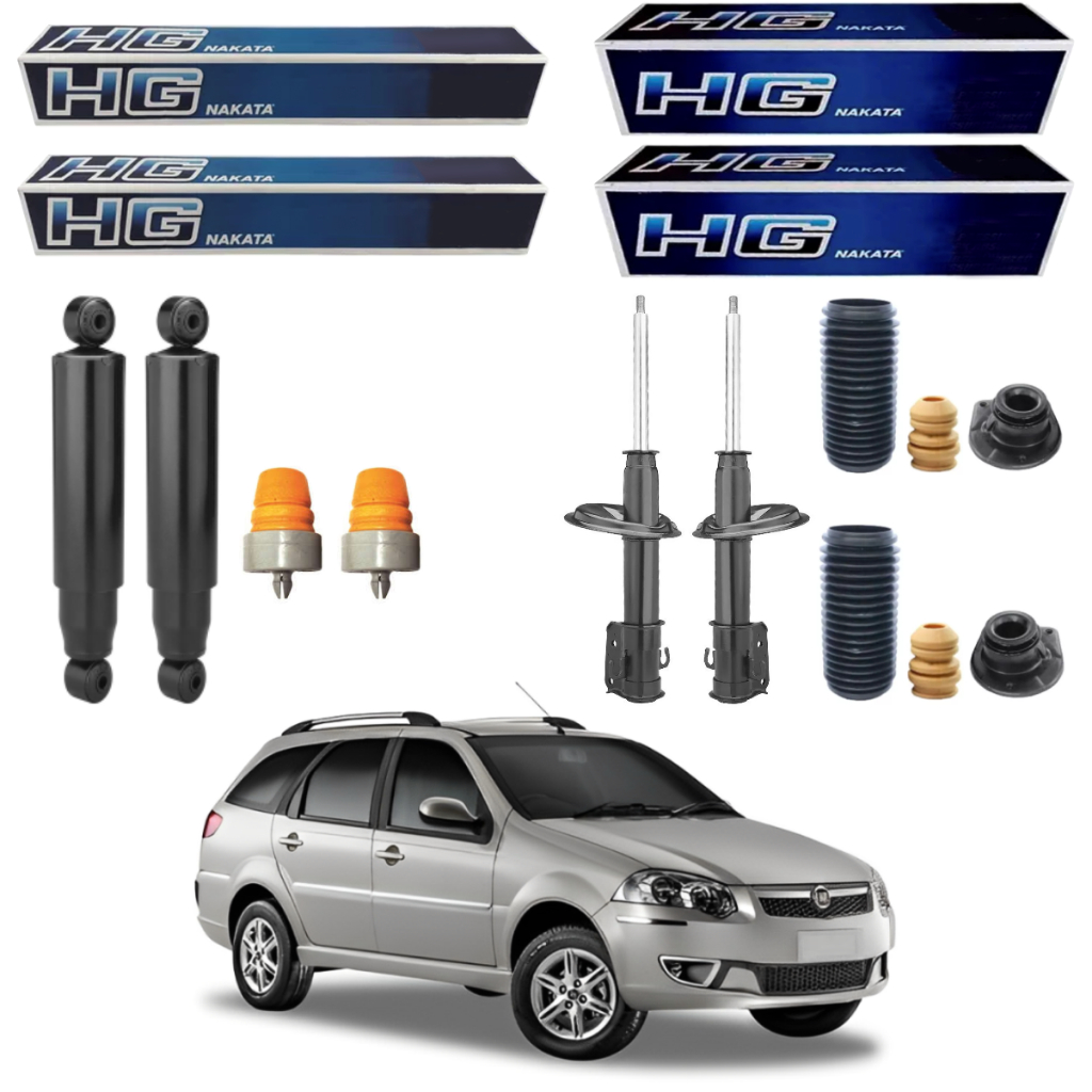 KIT 4 AMORTECEDOR PALIO WEEKEND 2001 A 2016 NAKATA + KIT