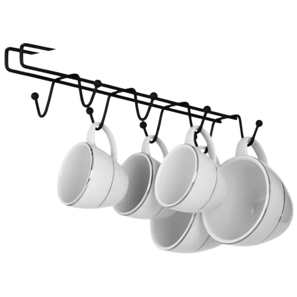 Suporte Porta Xicara Suporte de Pendurar Armário Com 8 Ganchos Preto Black Arthi em Oferta na Shopee