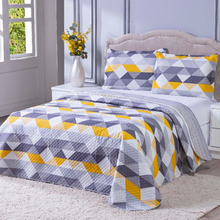 Kit Colcha Cobre leito Dupla Face Casal 3 Peças Sarah em Oferta na Shopee