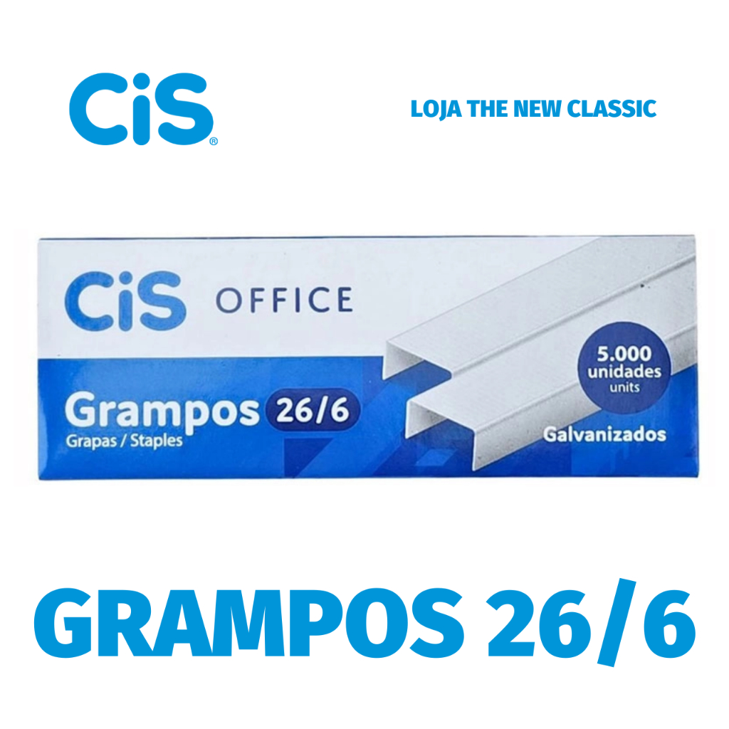 Grampo Cis 26/6 - Kit com 1000 ou 5000 unidades - Galvanizado ou Cobreado