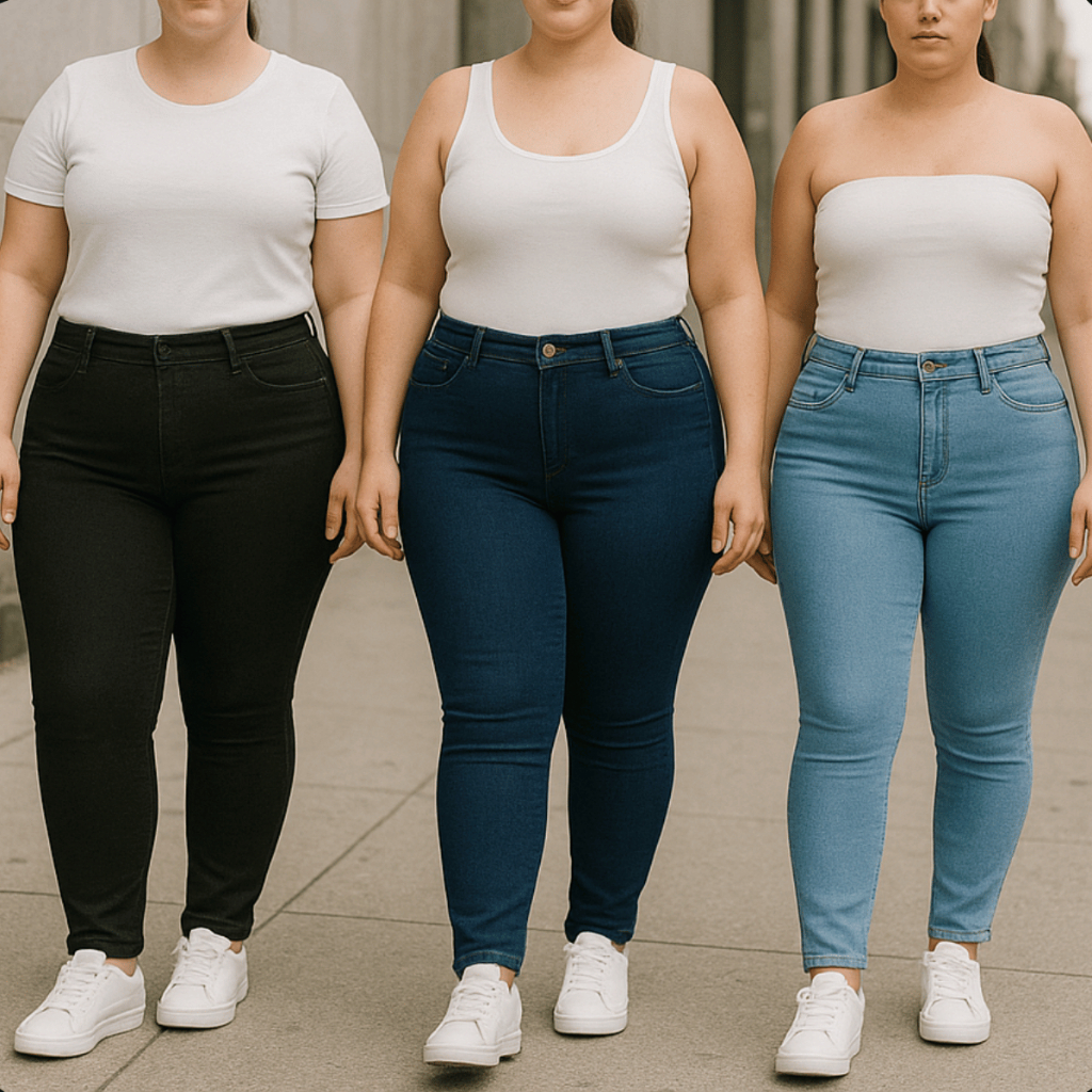 Kit 3 Calça Jeans Skinny Plus Size Cintura Alta Com Elastano Lavagem Clara Escura e Preta em Oferta na Shopee