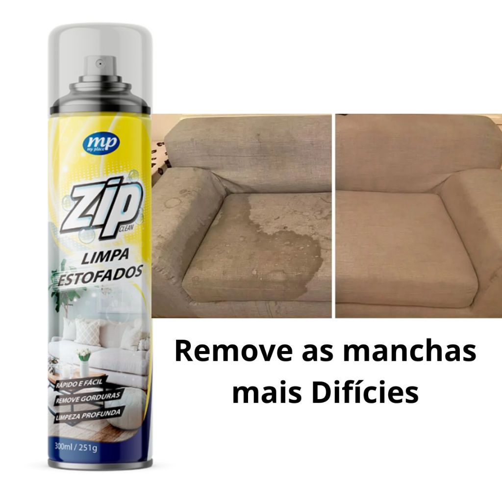 Limpa Estofados Zip Spray 300ml My Place | Tira Manchas, Gorduras e Odores de Sofá e Carro em Oferta na Shopee
