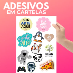 Cartela de Etiquetas Adesivas Personalizada Em Vinil Com Sua Ideia Já Recortado Pronta Para Uso
