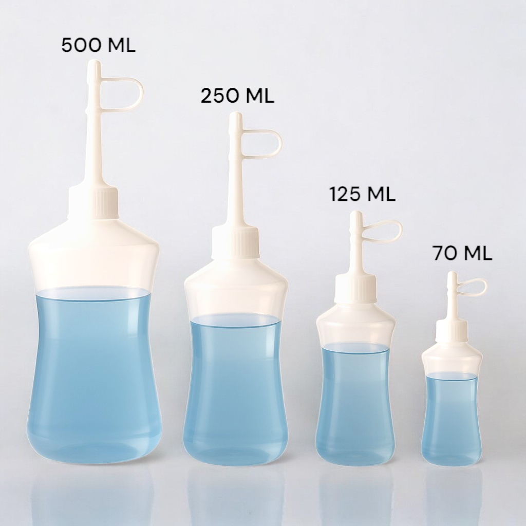 Almotolia Plástica Frasco Para Líquidos 125ml 250ml 500ml Bico Reto E Curvo em Oferta na Shopee