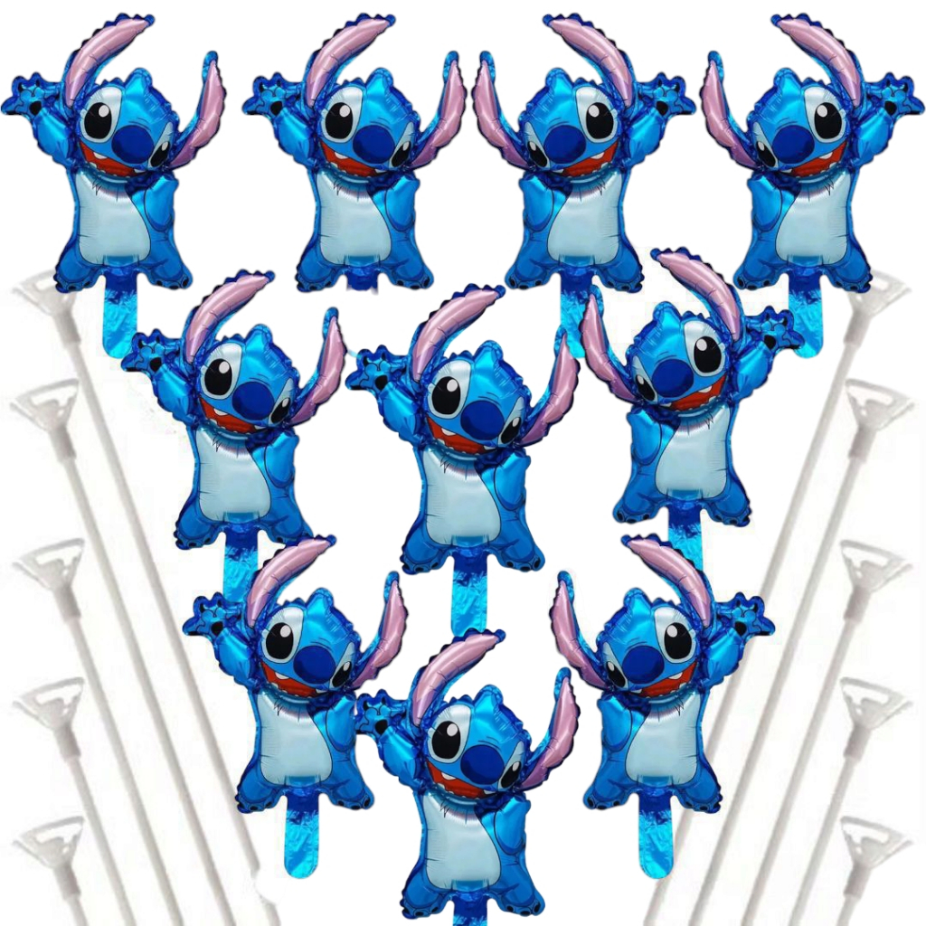 KIT 6 BALÕES STITCH DE MESA BALÃO METALIZADO LILO ANGEL STICH filme desenho animado enche  gás helio em Oferta na Shopee