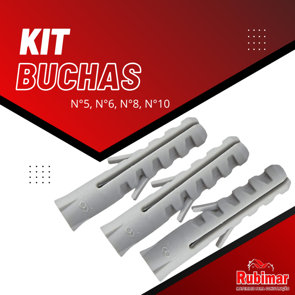 Kit Buchas Plásticas para Fixação Reforçada n°5 | n°6 | n°8 | n°10