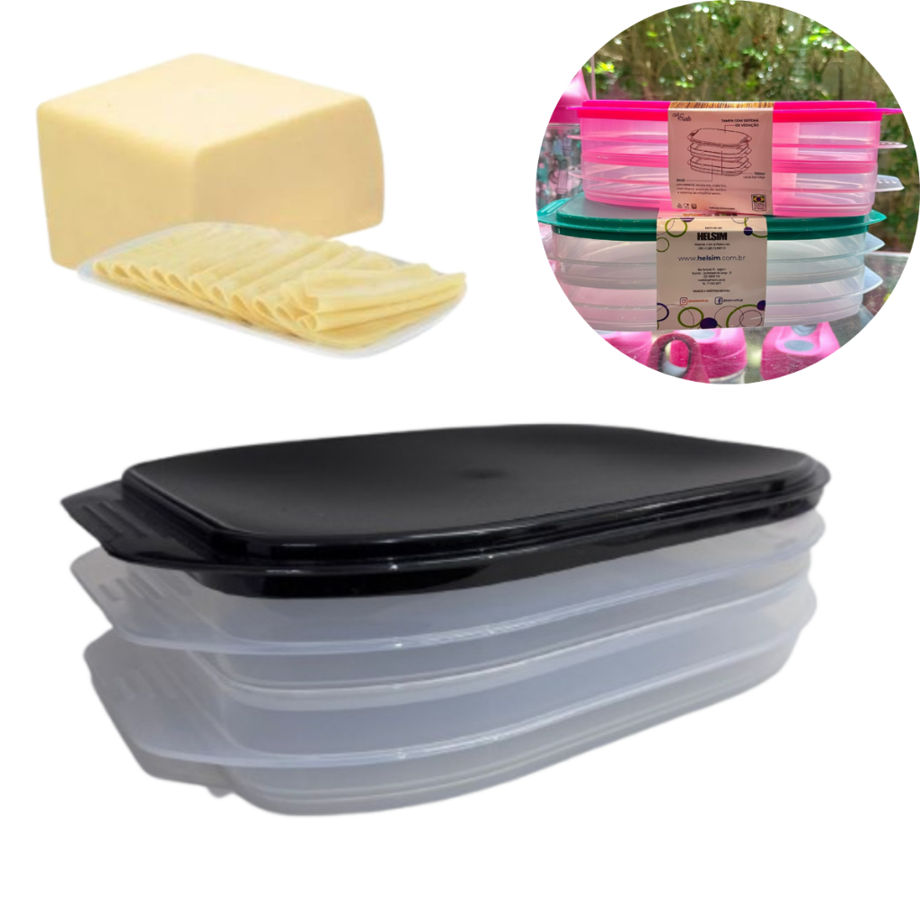 Conjunto Porta Frios Empilháveis Helsim 1400ml Com Tampa