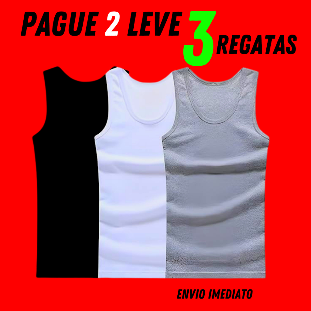 kit 3 Regata canelada Masculina ribana canelada masculina canelada americana slim fit em Oferta na Shopee