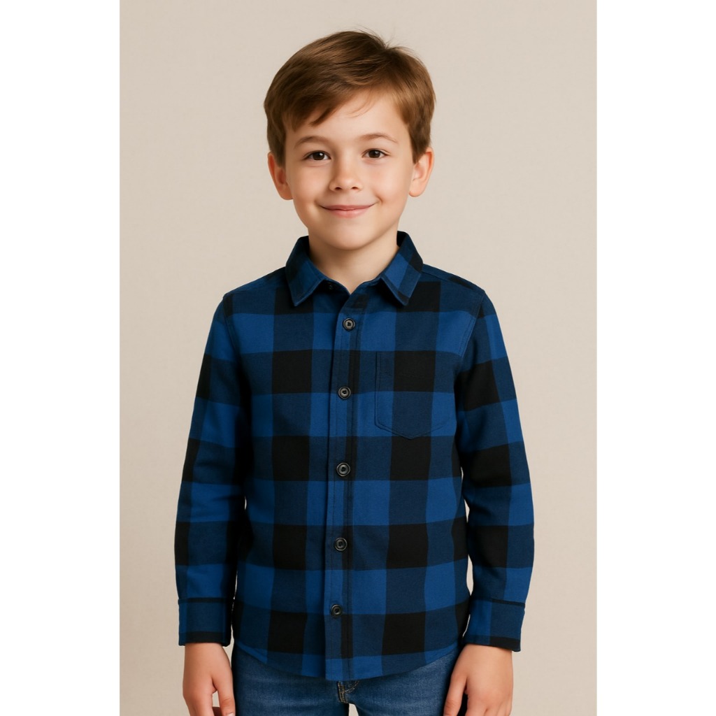Camisa Xadrez Infantil Manga Longa Flanelada Algodão 1 AO 16 Festa Junina