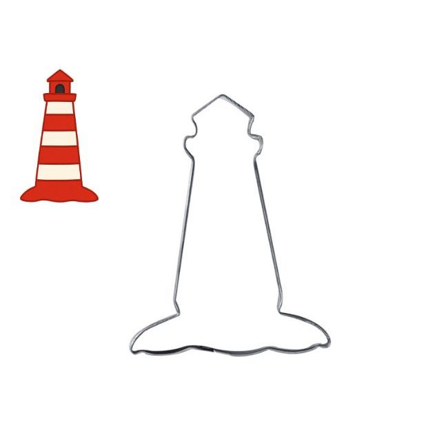 Cortador Torre de Farol da Barra 8cm Em Aço Inox Com Protetor de Mão Para Biscuit e Pasta Americana
