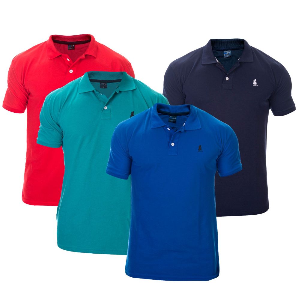 Kit 4 Camisa Gola Polo Masculina de Algodão Polo CLUB BR em Oferta na Shopee