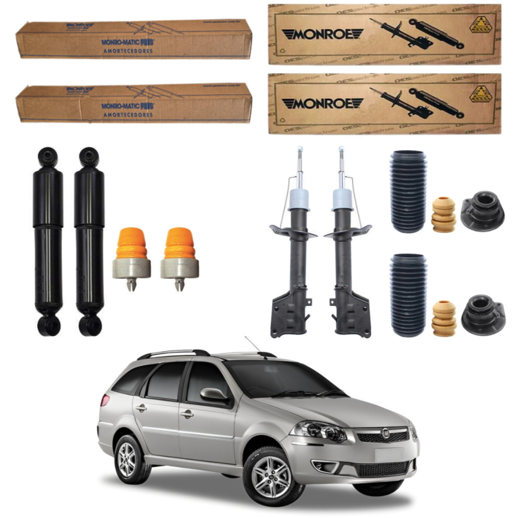 KIT 4 AMORTECEDOR PALIO WEEKEND 2001 A 2016 MONROE + KIT