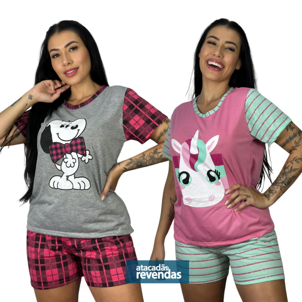 Short Doll Adulto Manga Curta Estampado Personagens LN006 em Oferta na Shopee