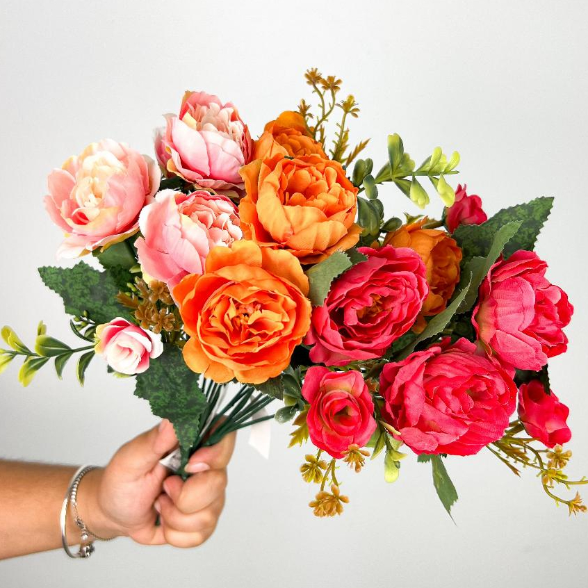 Buquê De Flores Peônia com 4 Rosas Artificiais Decoração Artificial Festa Casamento - A-538 em Oferta na Shopee